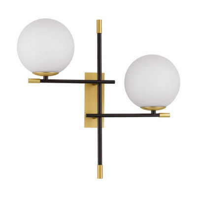 Luminosa Lighting Luminosa Git Globe Wall Lights OpalGoldMatt Black Led G9 2X5W from B&Q