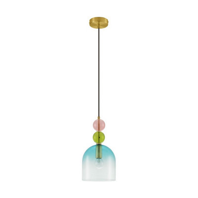 Luminosa Lighting Luminosa Murano Dome Pendant Ceiling Light Glossy Light GreenBluePinkSandy Gold E14 1X5W from B&Q