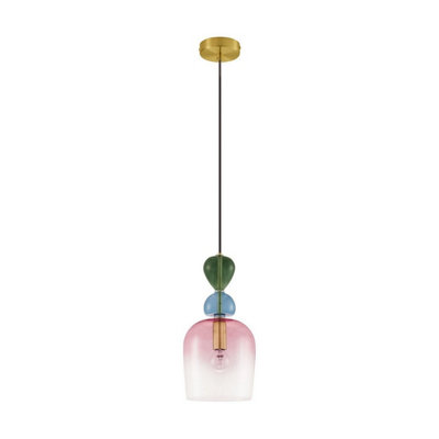 Luminosa Lighting Luminosa Murano Dome Pendant Ceiling Light Glossy Dark GreenBlue GreyPinkSandy Gold E14 1X5W from B&Q