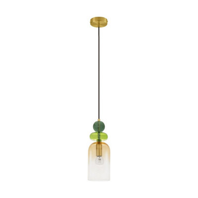 Luminosa Lighting Luminosa Murano Slim Pendant Ceiling Light Glossy Light GreenDark GreenOrangeSandy Gold E14 1X5W from B&Q