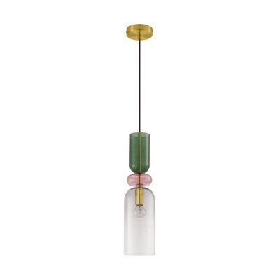 Luminosa Lighting Luminosa Murano Slim Pendant Ceiling Light Glossy Dark GreenPinkLight GreySandy Gold E14 1X5W from B&Q