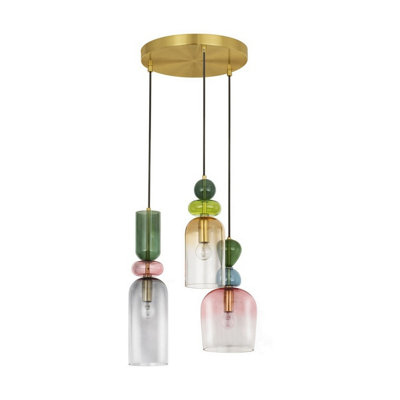 Luminosa Lighting Luminosa Murano Cluster Pendant Ceiling Light Glossy Dark GreenBlue GreyPinkOrangeSandy Gold E14 3X5W from B&Q