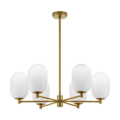 Luminosa Lighting Luminosa Balor Multi Arm Pendant Ceiling Light WhiteBrass Gold Led G9 6X5W from B&Q