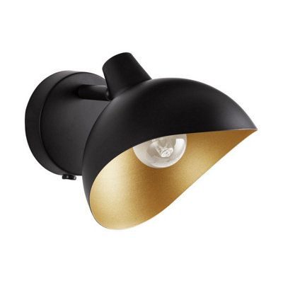 Luminosa Lighting Luminosa Geti Dome Wall Lamp Matt BlackGold E14 1X5W from B&Q