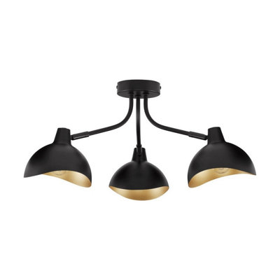 Luminosa Lighting Luminosa Geti Long Multi Arm Semi Flush Ceiling Lamp Matt BlackGold E14 3X5W from B&Q