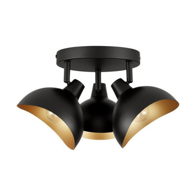 Luminosa Lighting Luminosa Geti Multi Arm Semi Flush Ceiling Lamp Matt BlackGold E14 3X5W from B&Q