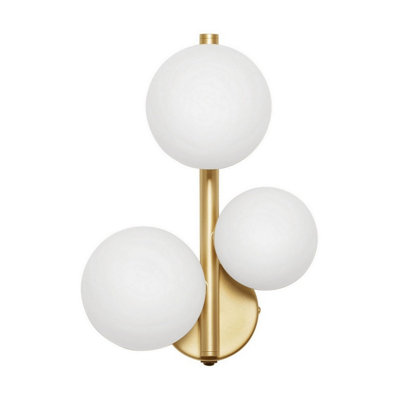Luminosa Lighting Luminosa Odillia Globe Wall Lights OpalMatt Gold Led G9 3X5W from B&Q