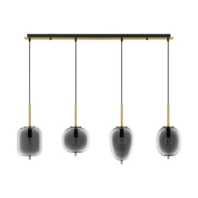 Luminosa Lighting Luminosa Lato Bar Pendant Ceiling Light SmokeyBlack E14 4X5W from B&Q