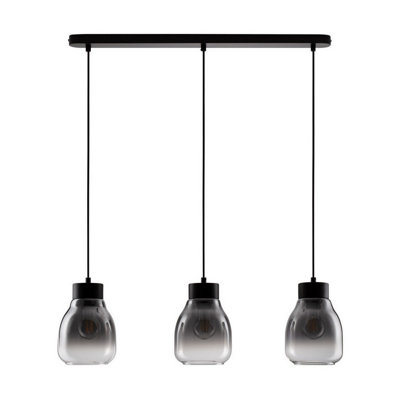 B&Q -  Luminosa Blacu Bar Pendant Ceiling Light Smokey GreyBlack E27 3X12W