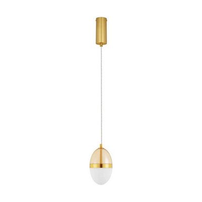 Luminosa Lighting Luminosa Egna Slim Pendant Ceiling Light OpalCognacGold Led 13W 780Lm 3000K from B&Q