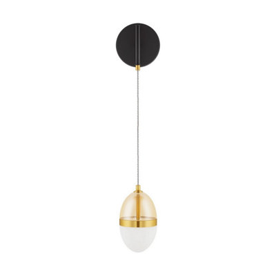 Luminosa Lighting Luminosa Egna Globe Wall Lights OpalCognacGoldBlack Led 13W 780Lm 3000K from B&Q