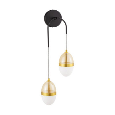 Luminosa Lighting Luminosa Egna Globe Wall Lights OpalCognacGoldBlack Led 24W 1680Lm 3000K from B&Q
