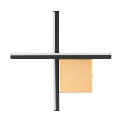 Luminosa Lighting Luminosa Cross Integrated Led Wall Lamp Sandy BlackBrushed Gold Led 10W 660Lm 3000K from B&Q