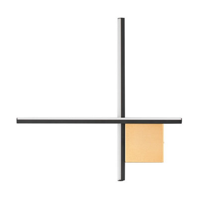 Luminosa Lighting Luminosa Cross Integrated Led Wall Lamp Sandy BlackBrushed Gold Triac Dimmable Led 15W 880Lm 3000K from B&Q