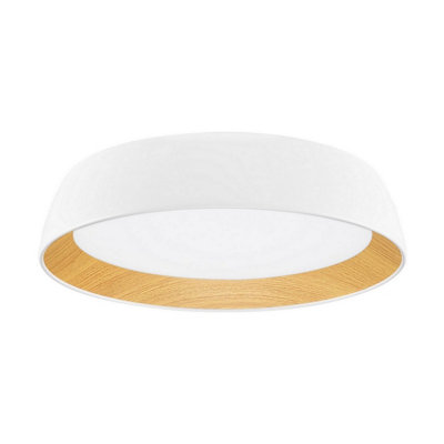 Luminosa Lighting Luminosa Sigi 45Cm Flush Ceiling Light Sandy WhiteWood Triac Dimmable Led 40W 3081Lm 3000K from B&Q