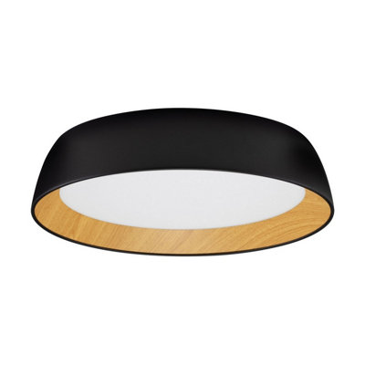Luminosa Lighting Luminosa Sigi 45Cm Flush Ceiling Light Sandy BlackWood Triac Dimmable Led 40W 3081Lm 3000K from B&Q