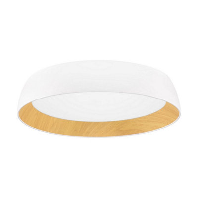 Luminosa Lighting Luminosa Sigi 60Cm Flush Ceiling Light Sandy WhiteWood Triac Dimmable Led 50W 4201Lm 3000K from B&Q