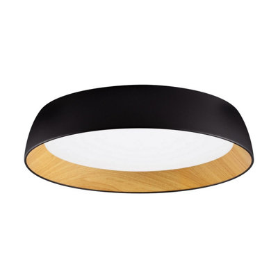Luminosa Lighting Luminosa Sigi 60Cm Flush Ceiling Light Sandy BlackWood Triac Dimmable Led 50W 4201Lm 3000K from B&Q
