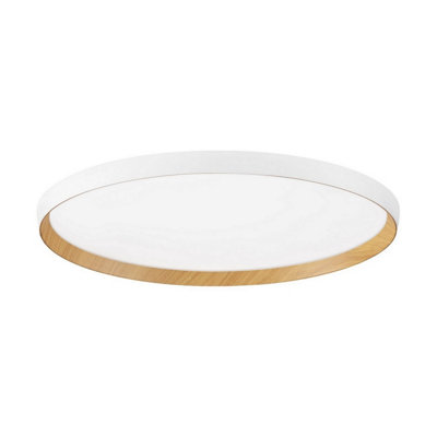 Luminosa Lighting Luminosa Vomos 60Cm Flush Ceiling Light Sandy WhiteWood Triac Dimmable Led 55W 4760Lm 2700-3000-4000K Cct from B&Q