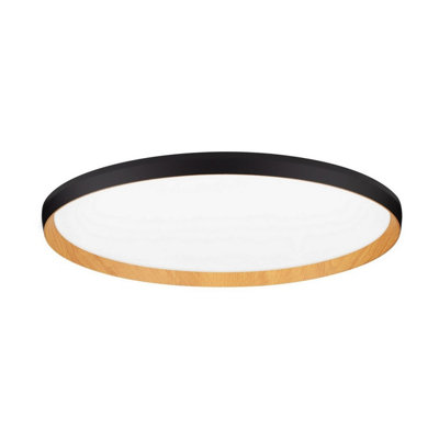 Luminosa Lighting Luminosa Vomos 60Cm Flush Ceiling Light Sandy BlackWood Triac Dimmable Led 55W 4760Lm 2700-3000-4000K Cct from B&Q