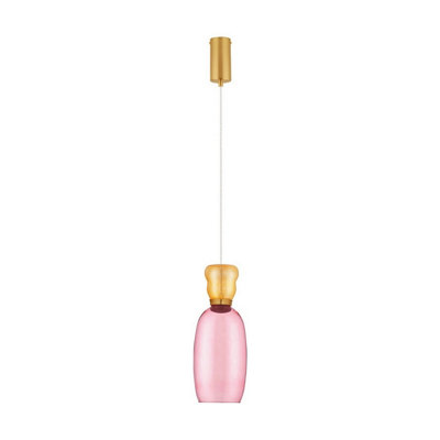 Luminosa Lighting Luminosa Pluma Slim Pendant Ceiling Light Glossy YellowPinkGold Led 5W 450Lm 3000K from B&Q