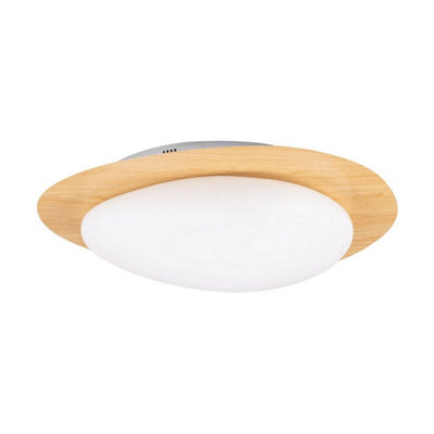 Luminosa Lighting Luminosa Nimbus Decorative Flush Ceiling Light Wood Finishing Triac Dimmable Led 29W 2383Lm 3000K from B&Q