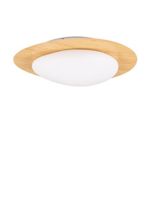 Luminosa Lighting Luminosa Nimbus Decorative Flush Ceiling Light Wood Finishing Triac Dimmable Led 21W 1572Lm 3000K from B&Q