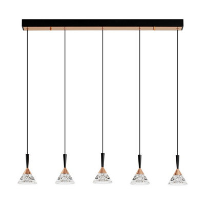 Luminosa Lighting Luminosa Paluz Bar Pendant Ceiling Light Rose GoldMatt Black Triac Dimmable Led 30W 1558Lm 3000K from B&Q