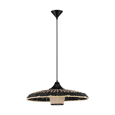B&Q -  Luminosa Capa Dome Pendant Ceiling Light NaturalBlack E27 1X12W