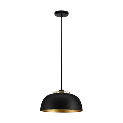 Luminosa Lighting Luminosa Sqube Dome Pendant Ceiling Light Sandy BlackGold E27 1X12W from B&Q
