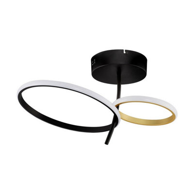 Luminosa Lighting Luminosa Imar Integrated Led Semi Flush Ceiling Light Sandy BlackGold Triac Dimmable Led 30W 1489Lm 3200K from B&Q