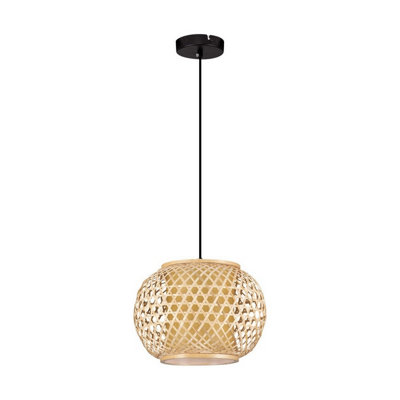 B&Q -  Luminosa Asma 30Cm Wire Frame Pendant Ceiling Light Sandy Black E27 1X12W