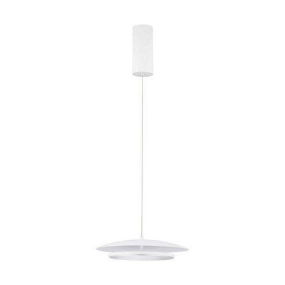 Luminosa Lighting Luminosa Olos 35Cm Dome Pendant Ceiling Light Sandy WhiteChrome Triac Dimmable Led 21W 918Lm 3000K from B&Q