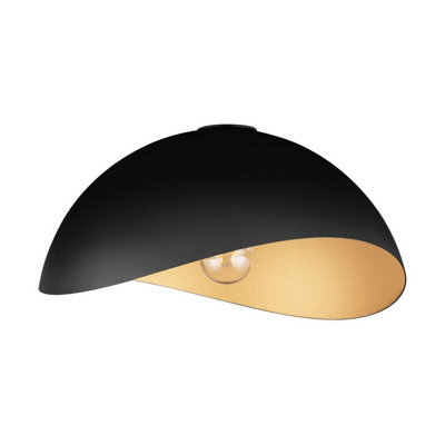 B&Q -  Luminosa Opsi 40Cm Bowl Semi Flush Ceiling Light Sandy BlackGold E27 1X12W