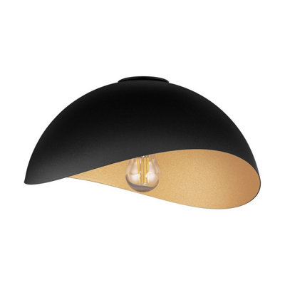 B&Q -  Luminosa Opsi 30Cm Bowl Semi Flush Ceiling Light Sandy BlackGold E27 1X12W