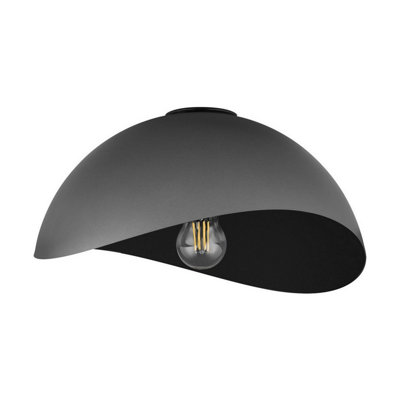 B&Q -  Luminosa Opsi 30Cm Bowl Semi Flush Ceiling Light Dark GreySandy Black E27 1X12W