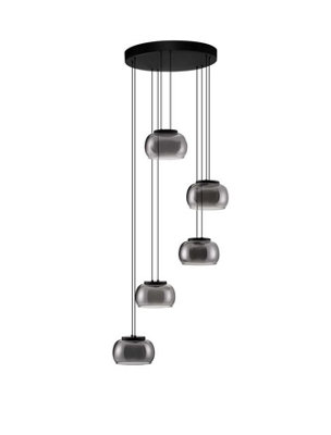 Luminosa Lighting Luminosa Bios Cluster Pendant Ceiling Light Smokey GreyMatt Black Triac Dimmable Led 41W 2140Lm 3000K from B&Q