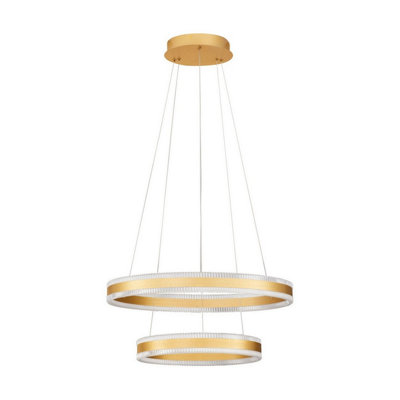 Luminosa Lighting Luminosa Alaro 60Cm Integrated Led Pendant Ceiling Light Brass Gold Triac Dimmable Led 69W 4565Lm 3000K from B&Q