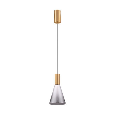 Luminosa Lighting Luminosa Voi Slim Pendant Ceiling Light SmokeyBrass Gold Triac Dimmable Led 8W 182Lm 3000K from B&Q