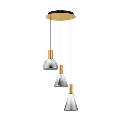 Luminosa Lighting Luminosa Voi Cluster Pendant Ceiling Light SmokeyBrass Gold Triac Dimmable Led 24W 720Lm 3000K from B&Q