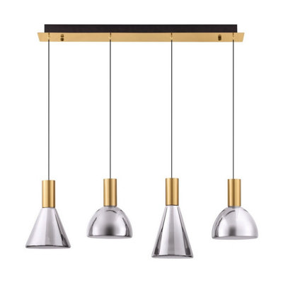 Luminosa Lighting Luminosa Voi Bar Pendant Ceiling Light SmokeyBrass Gold Triac Dimmable Led 32W 960Lm 3000K from B&Q