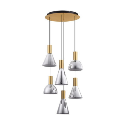 Luminosa Lighting Luminosa Voi Cluster Pendant Ceiling Light SmokeyBrass Gold Triac Dimmable Led 48W 1440Lm 3000K from B&Q