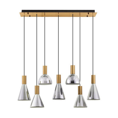 Luminosa Lighting Luminosa Voi Cluster Pendant Ceiling Light SmokeyBrass Gold Triac Dimmable Led 47W 966Lm 3000K from B&Q