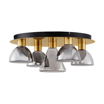 Luminosa Lighting Luminosa Voi Shade Cluster Ceiling Light SmokeyBrass Gold Triac Dimmable Led 40W 1200Lm 3000K from B&Q