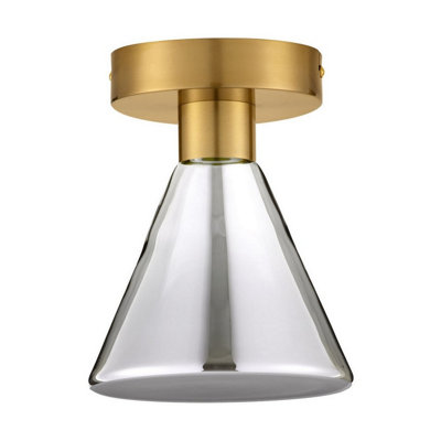 Luminosa Lighting Luminosa Voi Bowl Semi Flush Ceiling Light SmokeyBrass Gold Led 8W 239Lm 3000K from B&Q