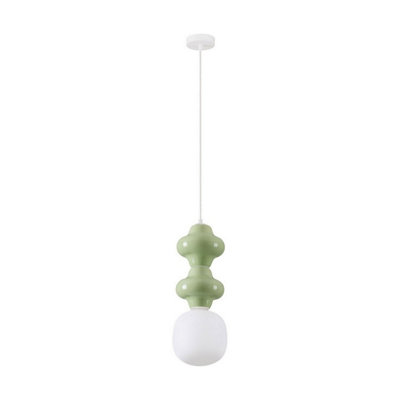 Luminosa Lighting Luminosa Clio Slim Pendant Ceiling Light GreenMatt White E14 1X5W from B&Q