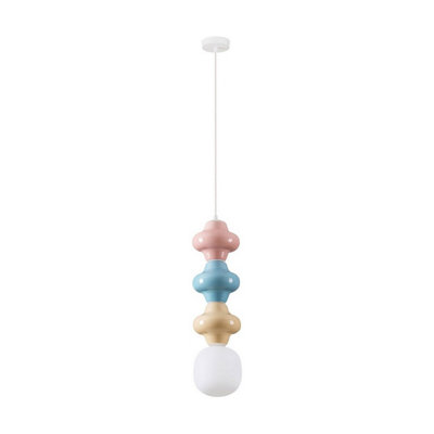 Luminosa Lighting Luminosa Clio Slim Pendant Ceiling Light PinkBlueYellowMatt White E14 1X5W from B&Q