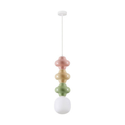 Luminosa Lighting Luminosa Clio Slim Pendant Ceiling Light PinkYellowGreenMatt White E14 1X5W from B&Q