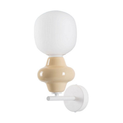 Luminosa Lighting Luminosa Clio Globe Wall Lights YellowMatt White E14 1X5W from B&Q
