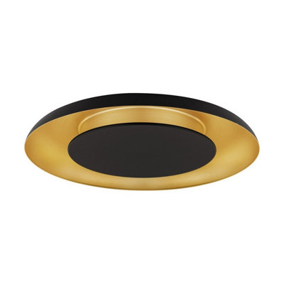 Luminosa Lighting Luminosa Epos 60Cm Decorative Flush Ceiling Light Sandy BlackBrushed Gold Triac Dimmable Led 38W 2200Lm 2700-3000-4000K Cct from B&Q